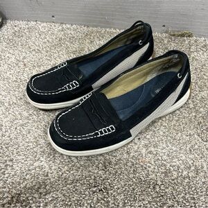 Sperry Top Sider Stylish Black and White Women's Loafers Size 8